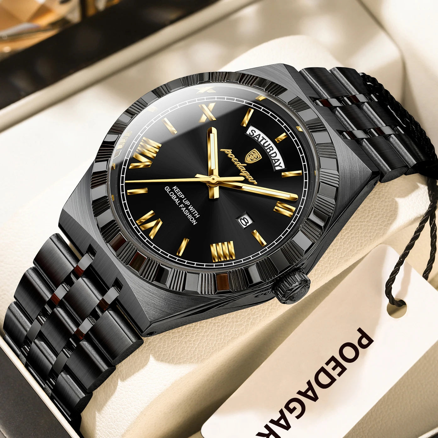 Luxury Fashion Men's Wristwatch Week Date Waterproof Luminous Man Watch