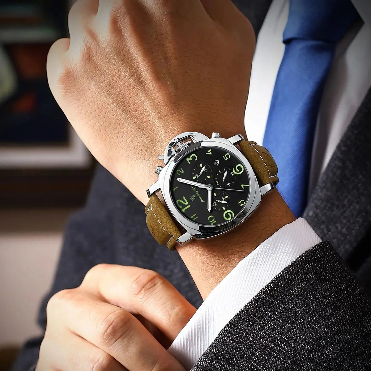 POEDAGAR Luxury Man Watch Chronograph Waterproof Luminous Date Watch for Men