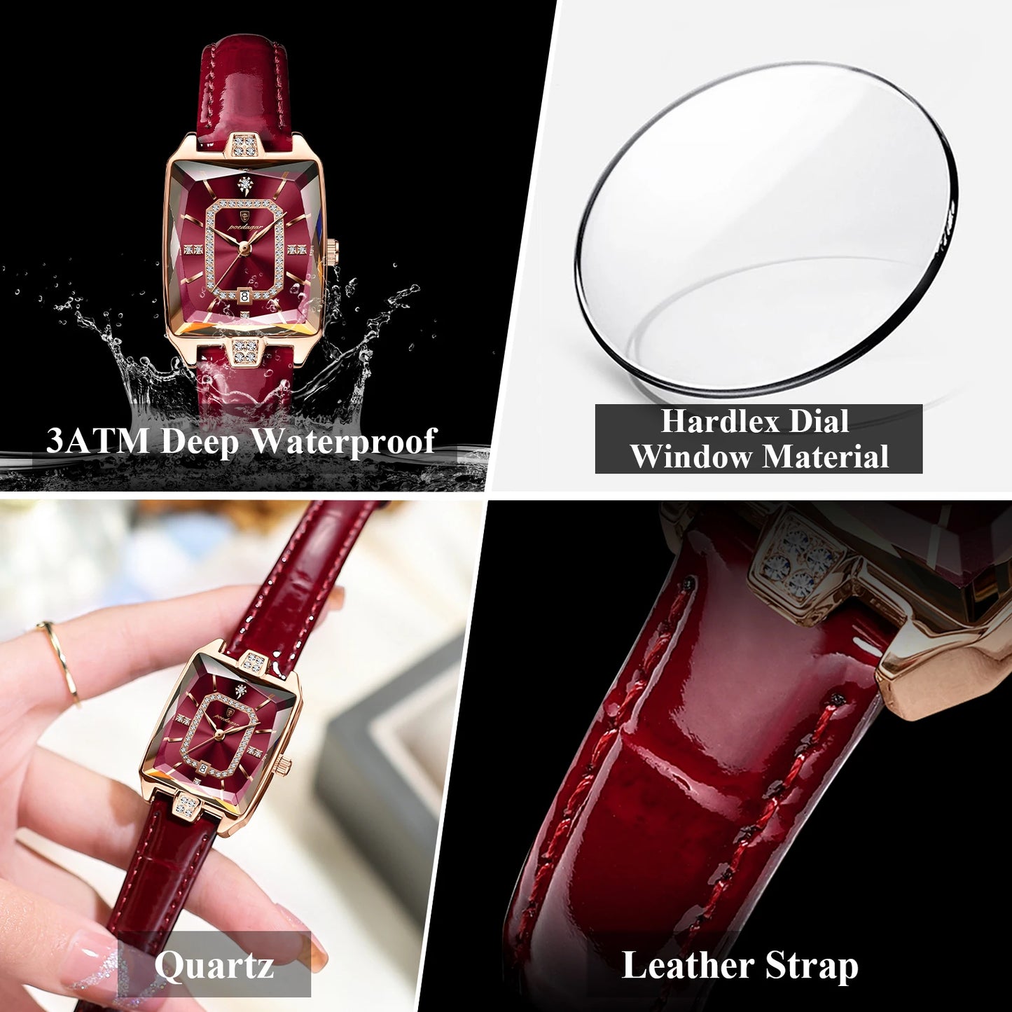 POEDAGAR Luxury High Quality Women Wristwatch Waterproof Date Rectangle Watch