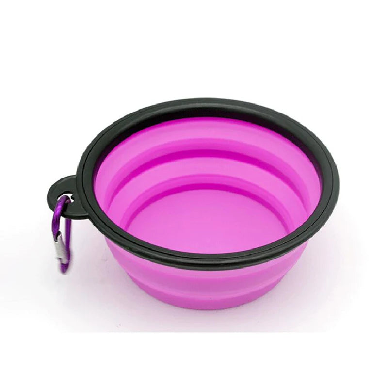 Folding Portable Dog Cat Feeder Bowl 2 In 1 Pet Dispenser Food Water Container