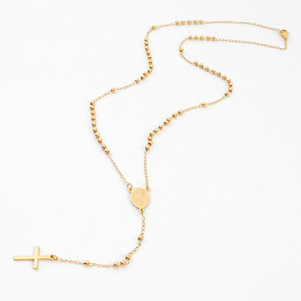Christian Catholic Stainless Steel Saint Benedict Cross Pendant Necklace