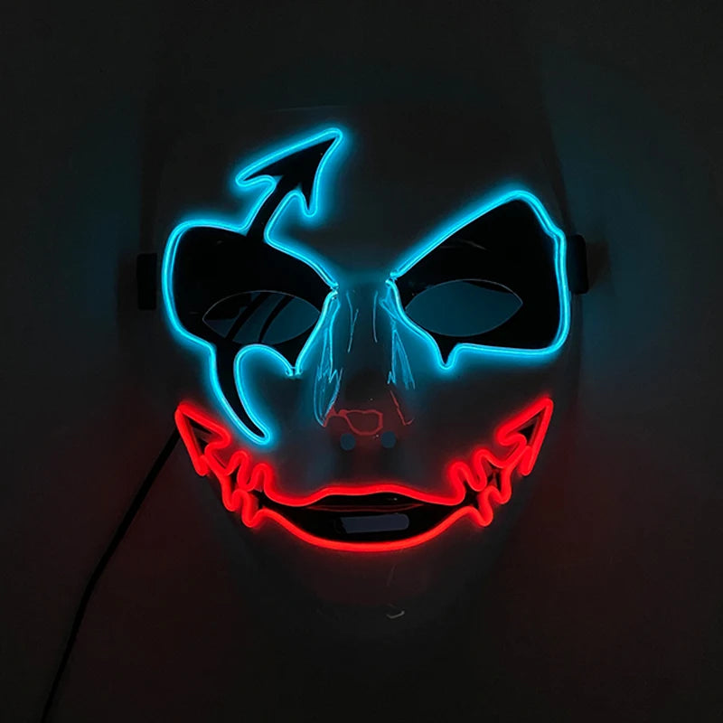 Neon Light LED Mask LED Halloween Scary Mask Cosplay Party Masque Masquerade