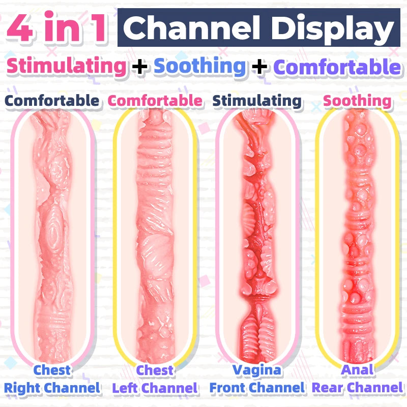 4 in 1 Sex Doll Dual Breast Sex Realistic Vagina Anal Insertable Nipples Pussy
