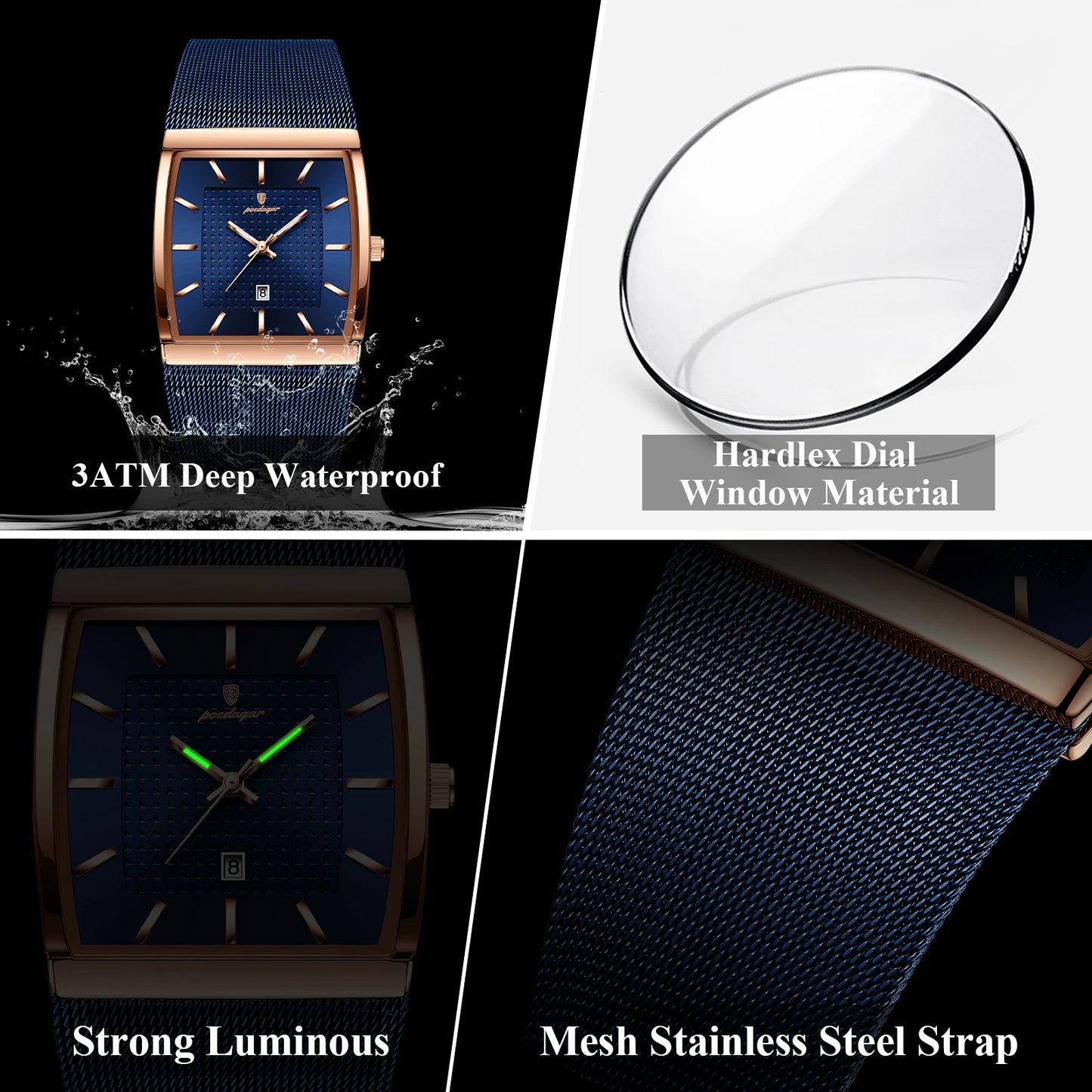 POEDAGAR Luxury Men Watch Date Waterproof Luminous Man Wristwatch