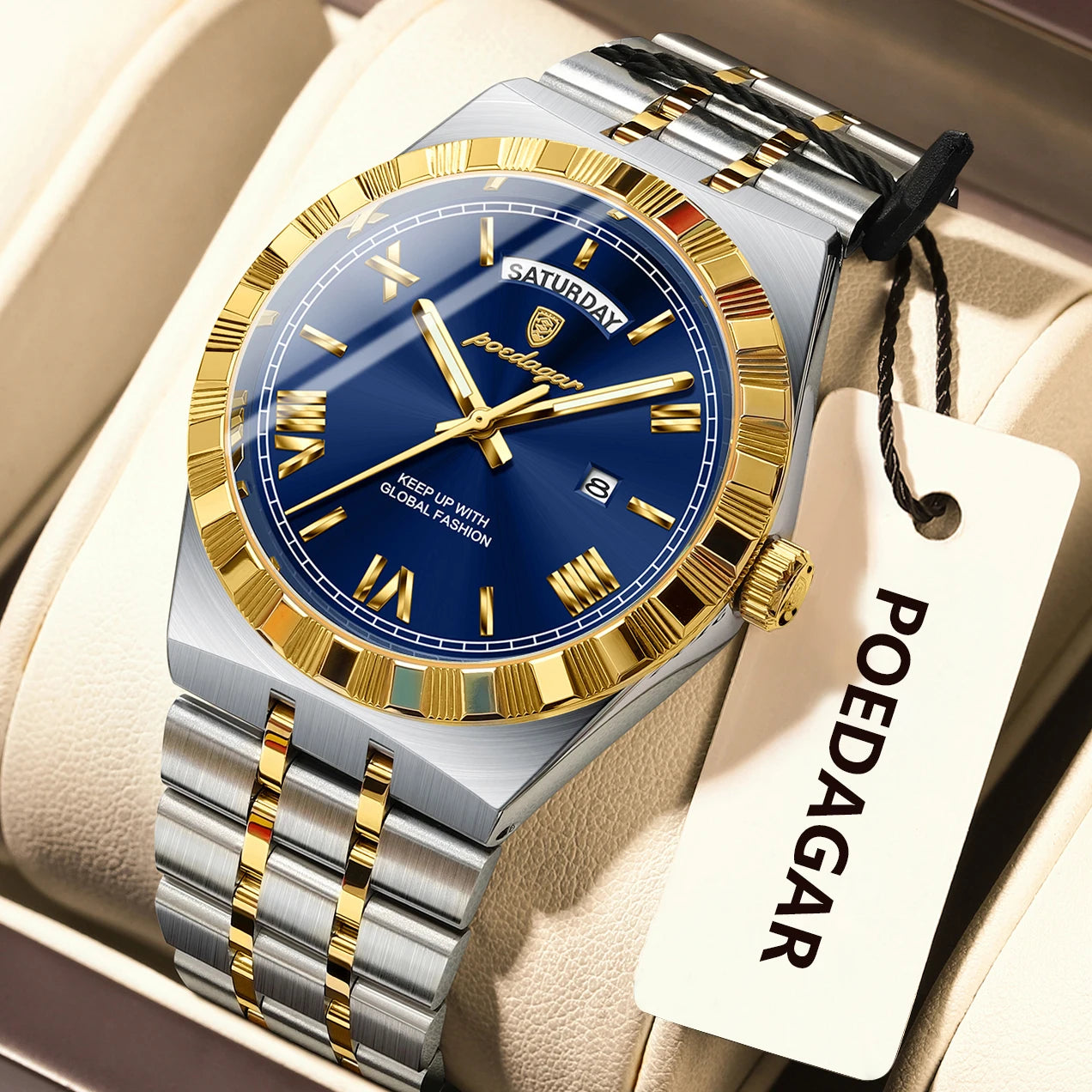Luxury Fashion Men's Wristwatch Week Date Waterproof Luminous Man Watch
