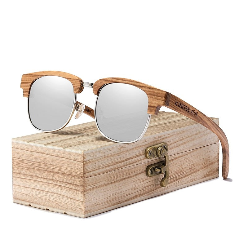 New Retro Wooden Natural Polarized Men Spring Hinge Sunglasses