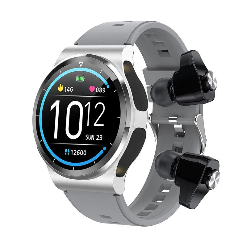 TWS Wireless Headset Bluetooth Call Weather Tracker 2 in 1 smart watch