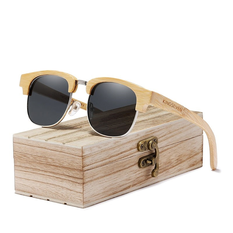 Retro Bamboo Natural Polarized Wooden Spring Hinge Sunglasses