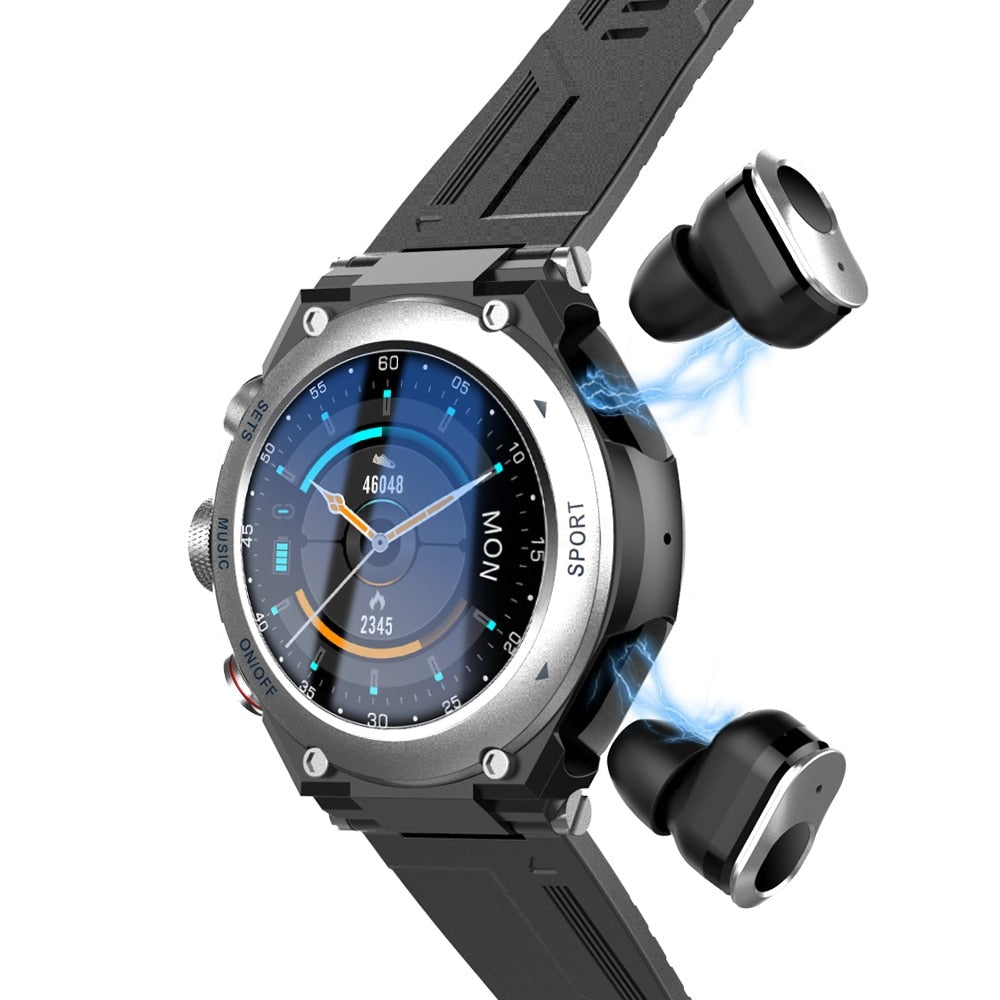 2 in 1 TWS Earphones Support Bluetooth Call Body Temperature Smart Watch