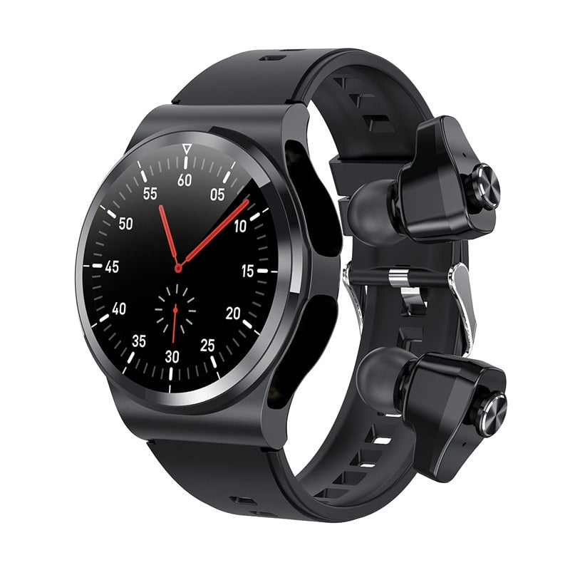 TWS Wireless Headset Bluetooth Call Weather Tracker 2 in 1 smart watch