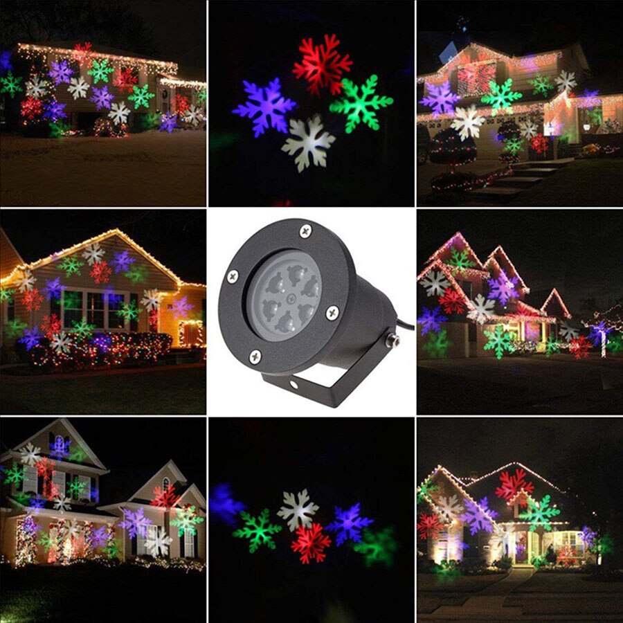 Waterproof Moving Snowflake Laser Projector Christmas New Year LED Light