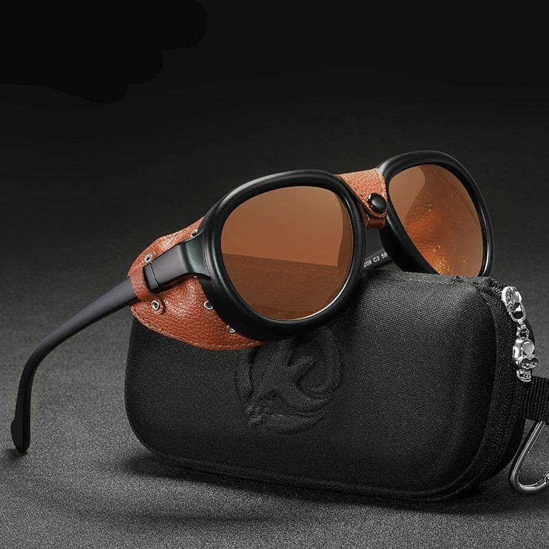 Steampunk Men and Women Soft Leather Pilot Sunglasses