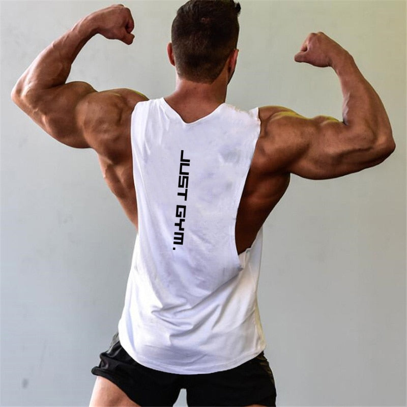 Brand Just Gym Clothing Fitness Men Sides Cut Off T-shirts Workout Sleeveless Vest