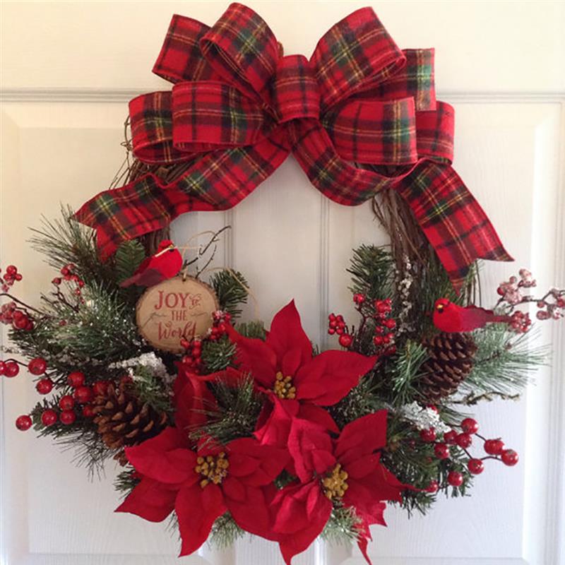 Christmas Wreath Artificial Plant Rattan Circle Wall Decoration