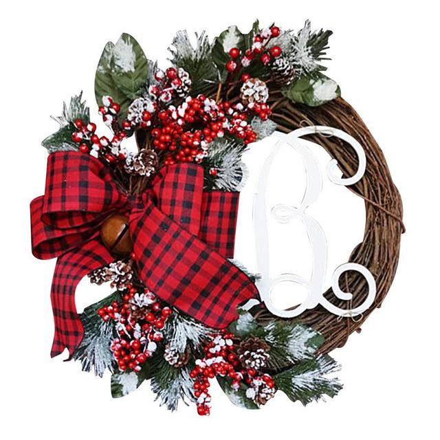 Christmas Wreath Artificial Plant Rattan Circle Wall Decoration