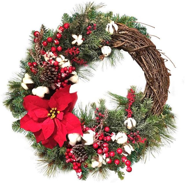 Christmas Wreath Artificial Plant Rattan Circle Wall Decoration