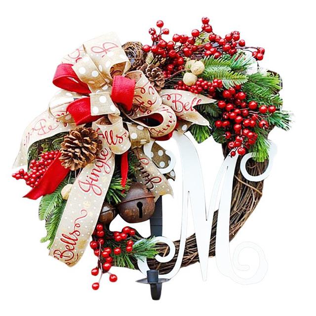 Christmas Wreath Artificial Plant Rattan Circle Wall Decoration