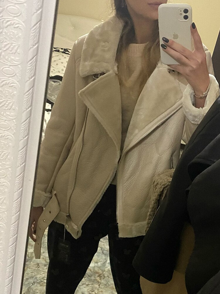 Winter Coats Women Thickness Faux Leather Female Jacket