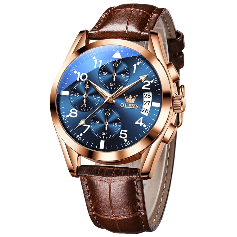 Waterproof Luminous Leather Date Sports Male Wrist watch