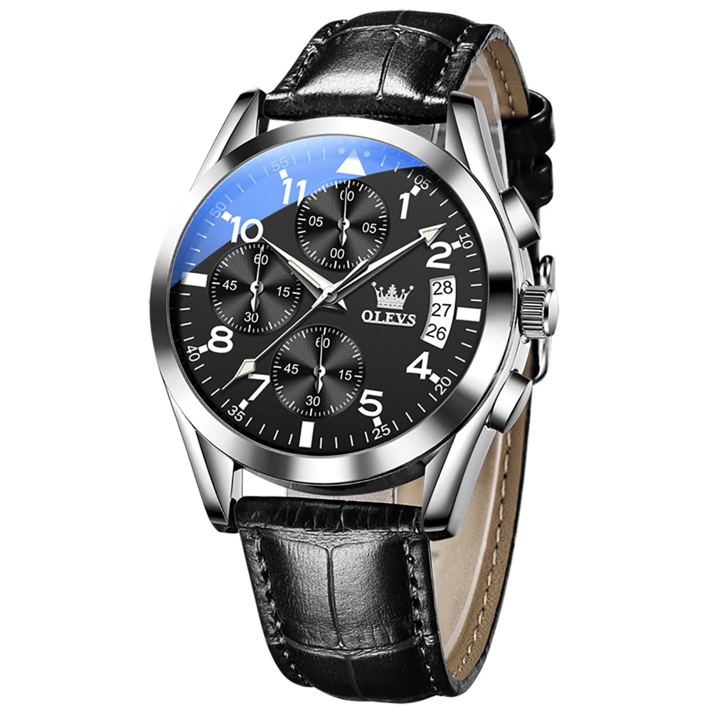 Waterproof Luminous Leather Date Sports Male Wrist watch