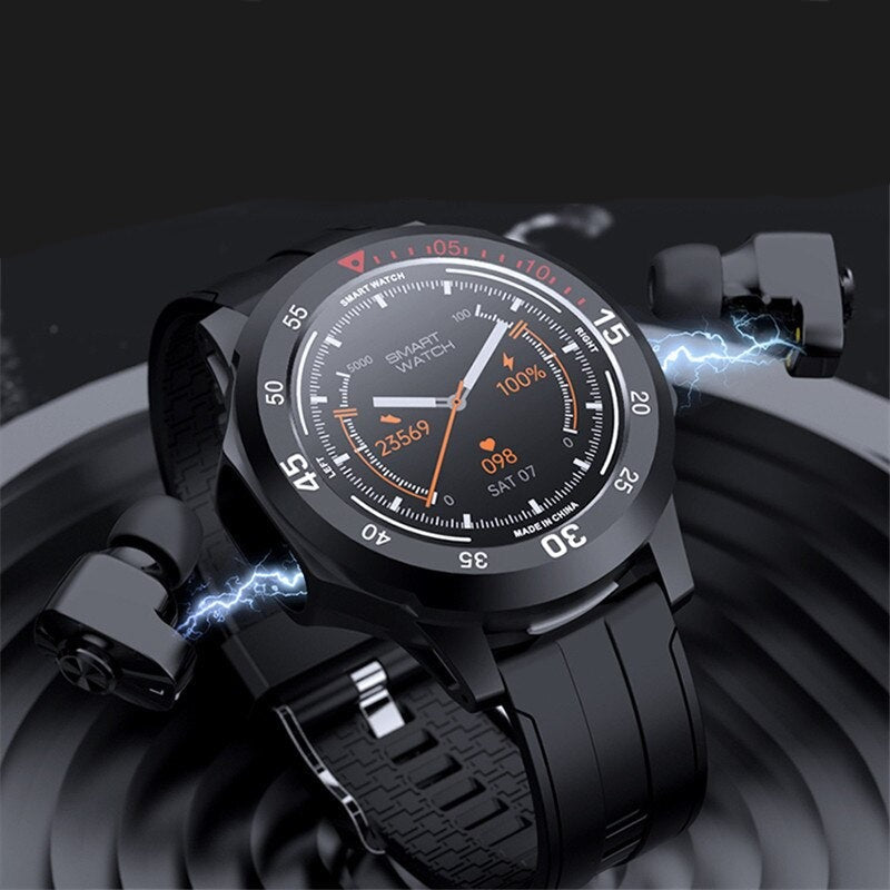 2 in 1 TWS Wireless Bluetooth Headphone Local Music Call Men Women Smartwatch