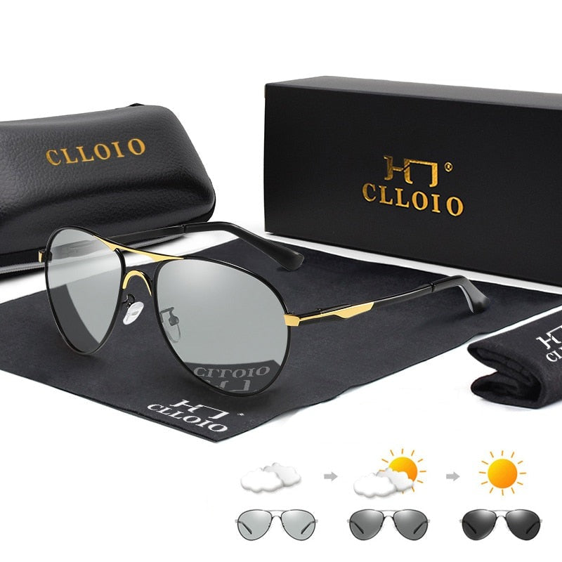 Photochromic Sunglasses Polarized Pilot Vintage Sun Glasses  Eyewear