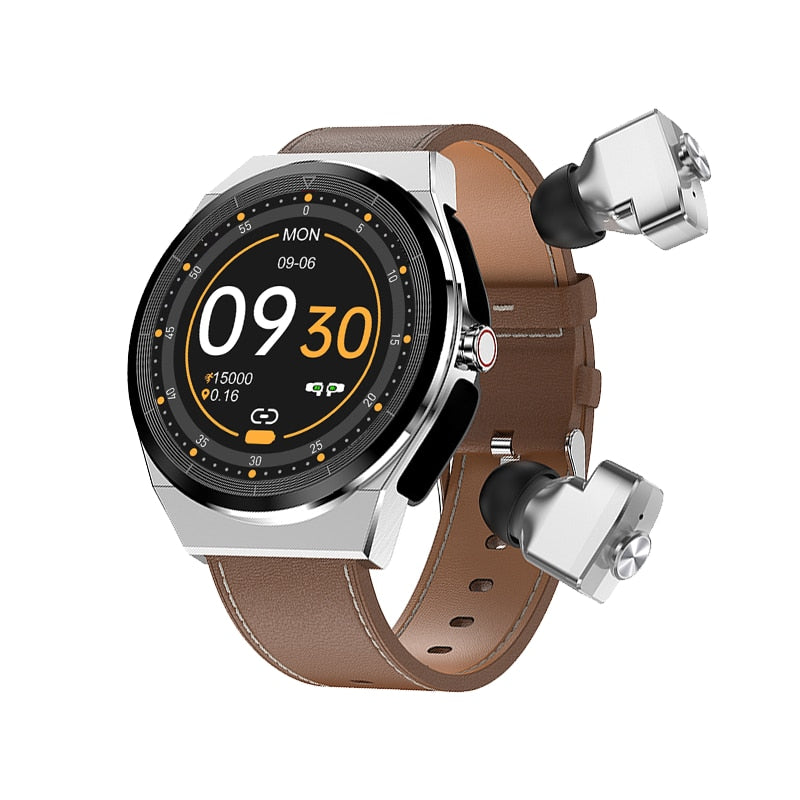 TWS 2 in 1 Bluetooth Call Headset Music Play Earbuds Sport Fitness Smart watch