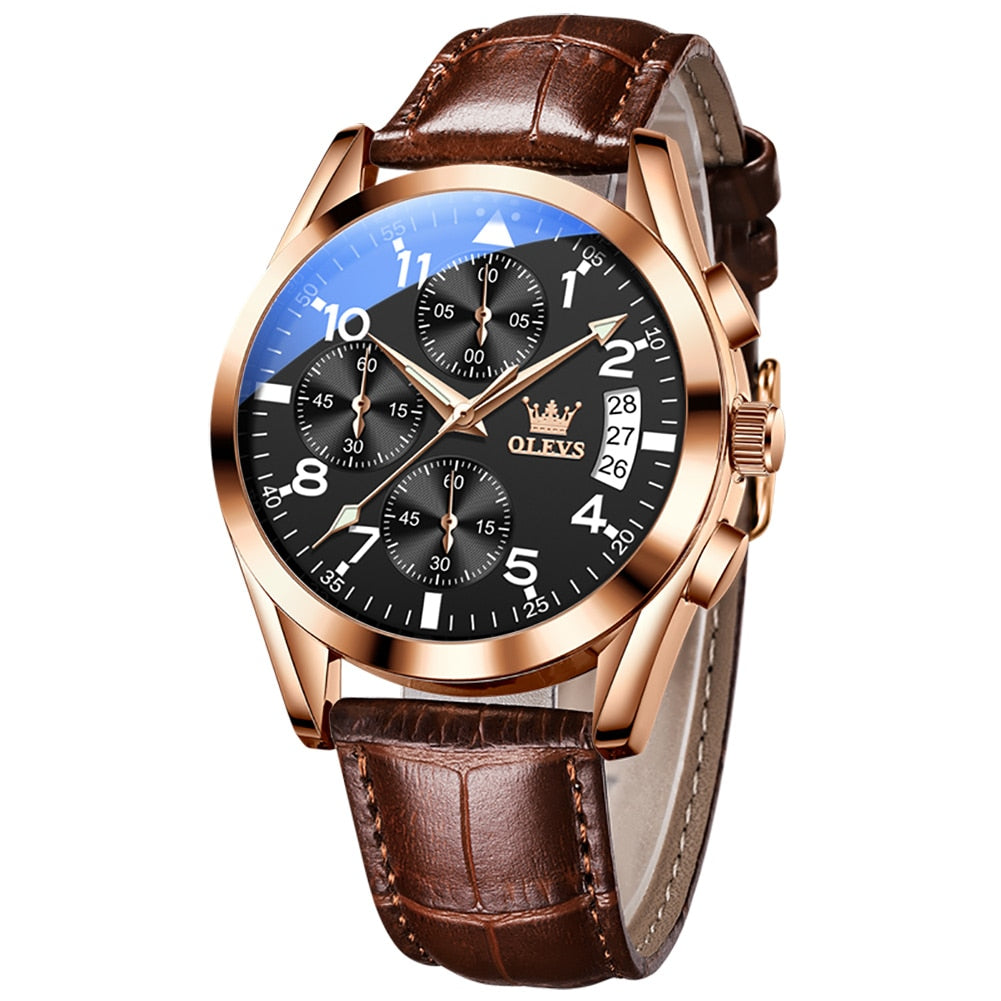 Waterproof Luminous Leather Date Sports Male Wrist watch