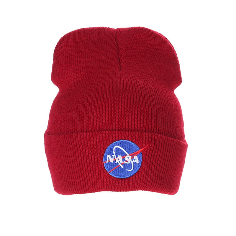 NASAS Letters Earth Embroidered Beanie Hat Knitted Bonnet Hat