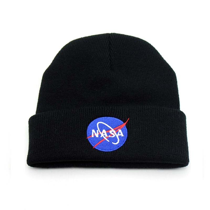NASAS Letters Earth Embroidered Beanie Hat Knitted Bonnet Hat