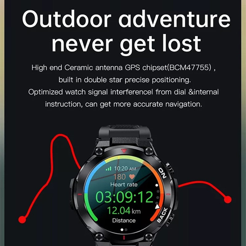 Men Smart Watch GPS Outdoor Sport Fitness Tracker Bracelet Long Standby Smartwatch