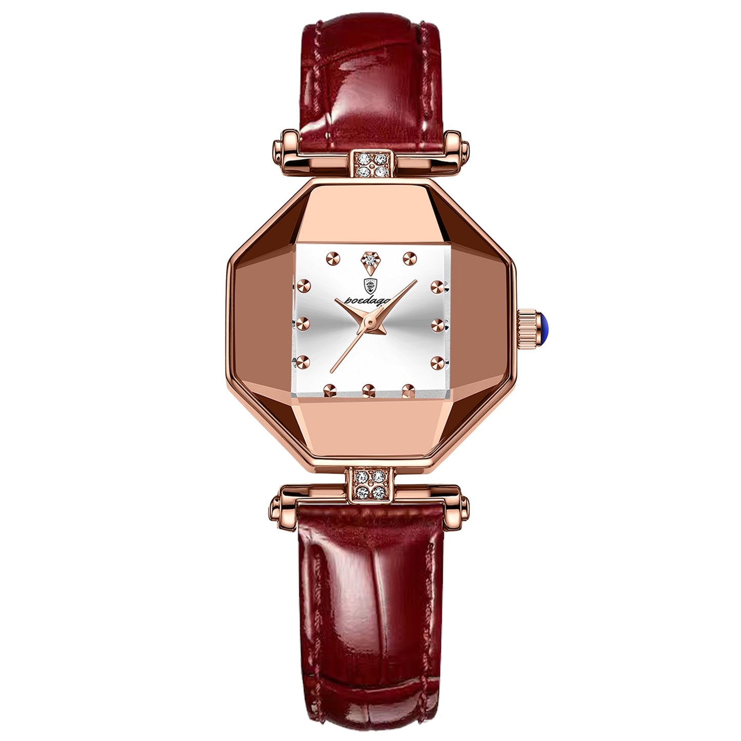Fashion Square Diamond Leather Quartz Waterproof Ladies Wristwatch