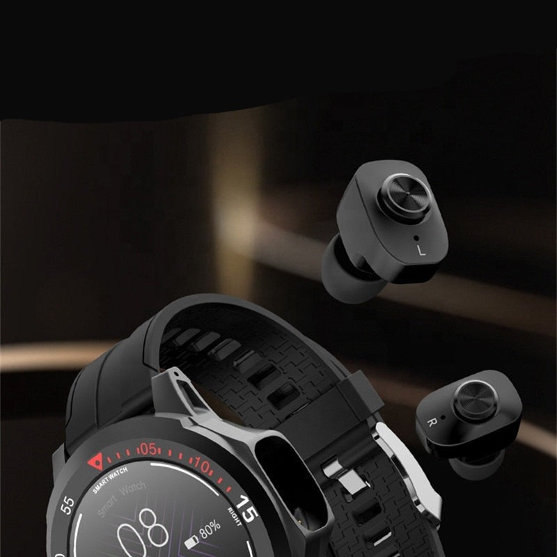 2 in 1 TWS Wireless Bluetooth Headphone Local Music Call Men Women Smartwatch