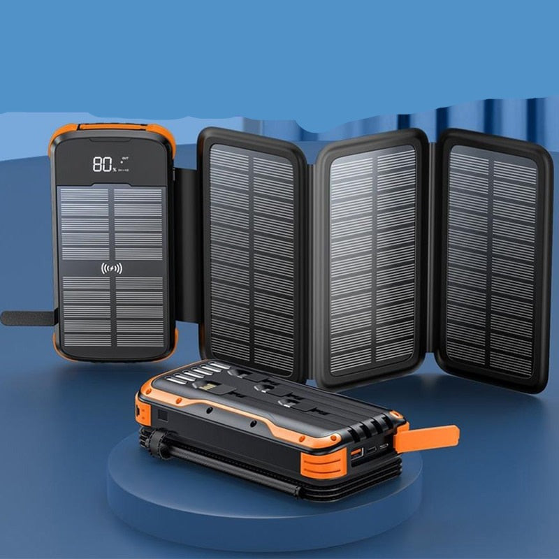 Foldable Solar Power Bank Fast Qi Wireless Charger