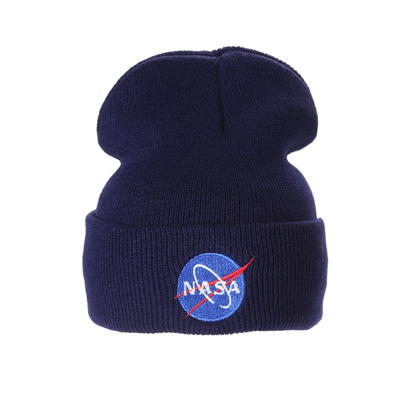 NASAS Letters Earth Embroidered Beanie Hat Knitted Bonnet Hat