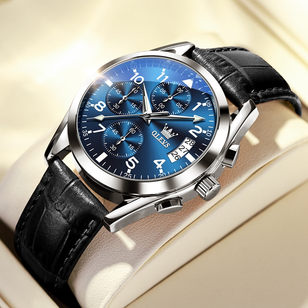 Waterproof Luminous Leather Date Sports Male Wrist watch