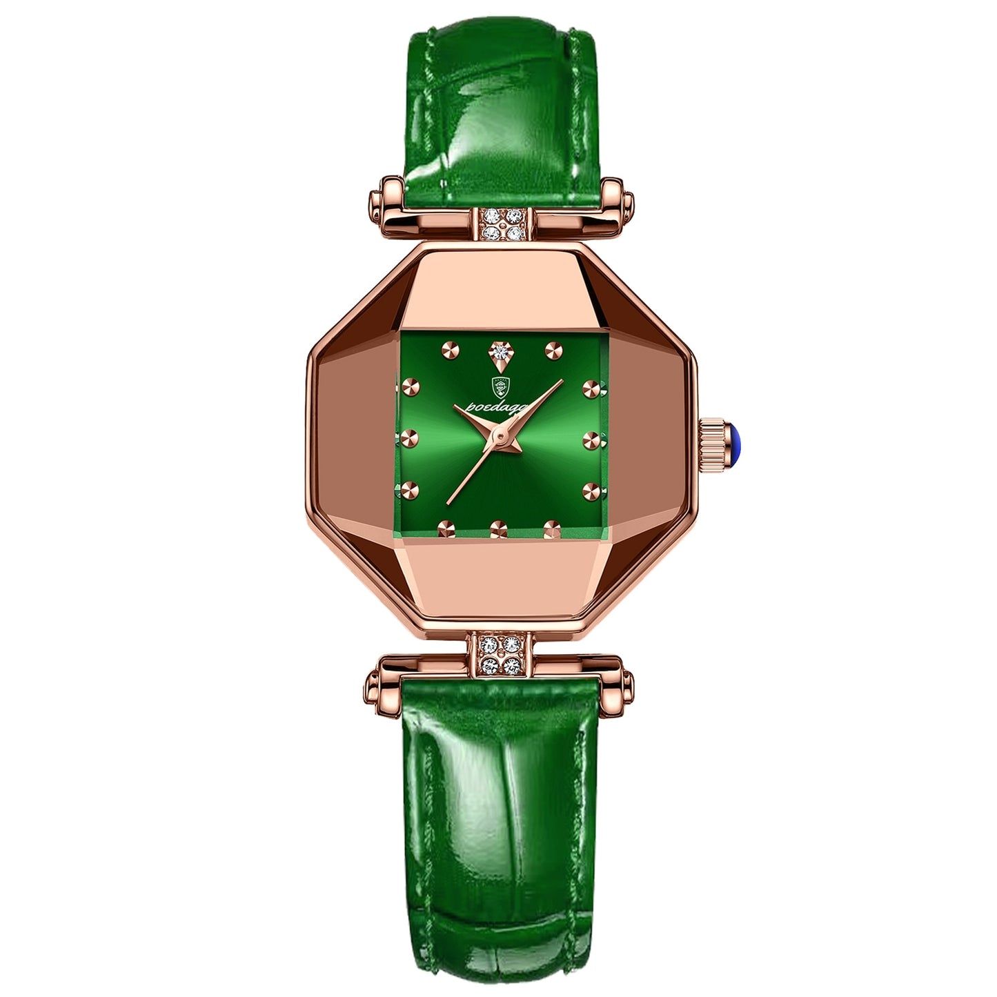 Fashion Square Diamond Leather Quartz Waterproof Ladies Wristwatch