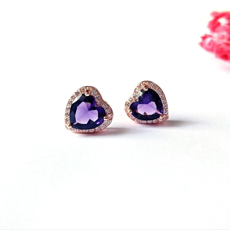 Romantic Heart Shaped Crystal Jewelry Sets Necklace Rings Bracelet Earrings
