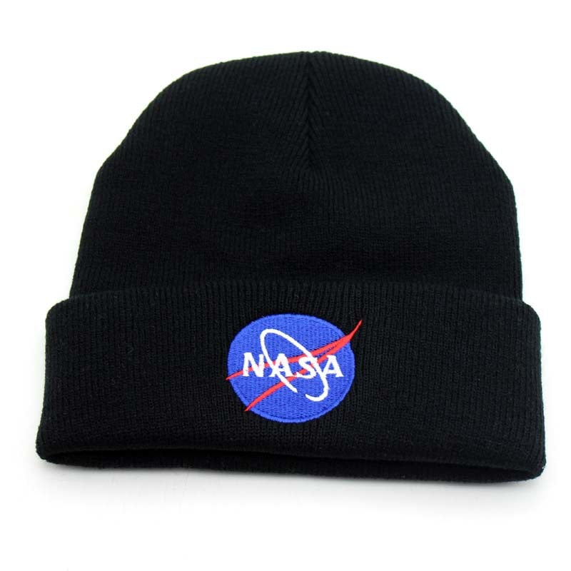 NASAS Letters Earth Embroidered Beanie Hat Knitted Bonnet Hat
