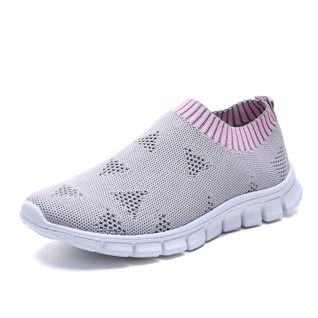 plus size breathable air mesh sneakers  soft walking shoes for woman