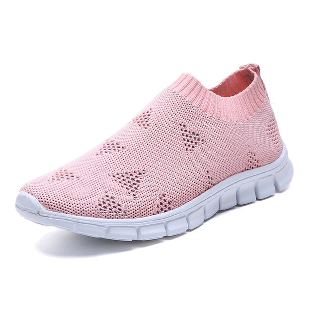 plus size breathable air mesh sneakers soft walking shoes for woman