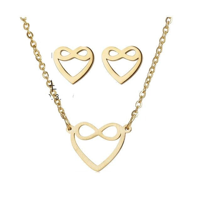 Cute Cat Butterfly 8 Stars Heart Pendant Jewelry Set Necklace Earrings Set