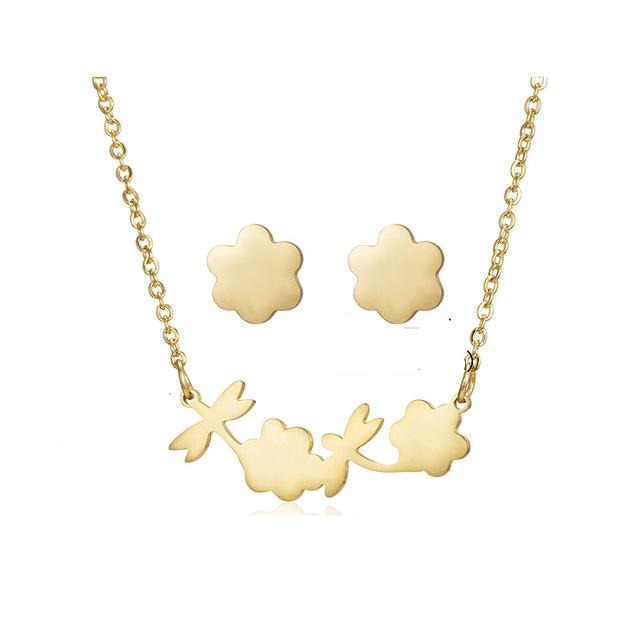 Cute Cat Butterfly  8 Stars Heart Pendant Jewelry Set Necklace Earrings Set