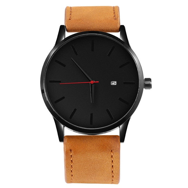 Quartz  Sport Leather Strap Complete Calendar men's Watches