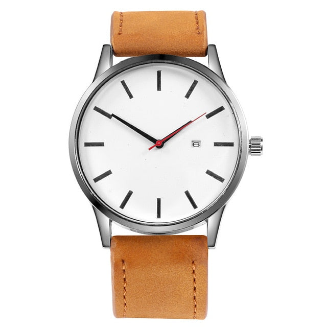 Quartz  Sport Leather Strap Complete Calendar men's Watches