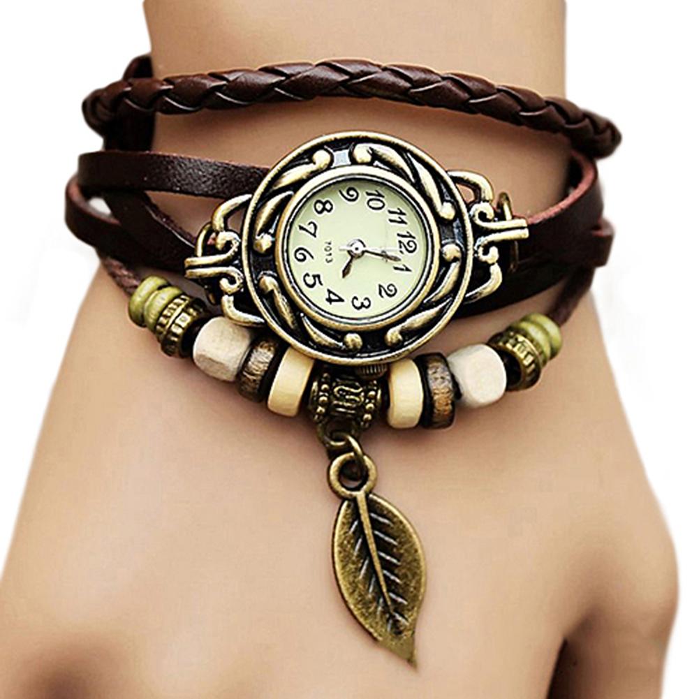 Butterfly Leaf Fashion Faux Leather band Bracelet watch