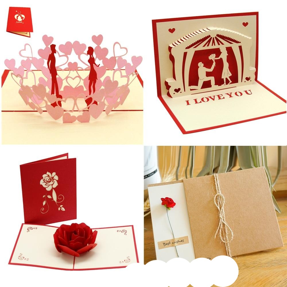 3D Pop UP Cards Valentines Day Gift Postcard Love Card