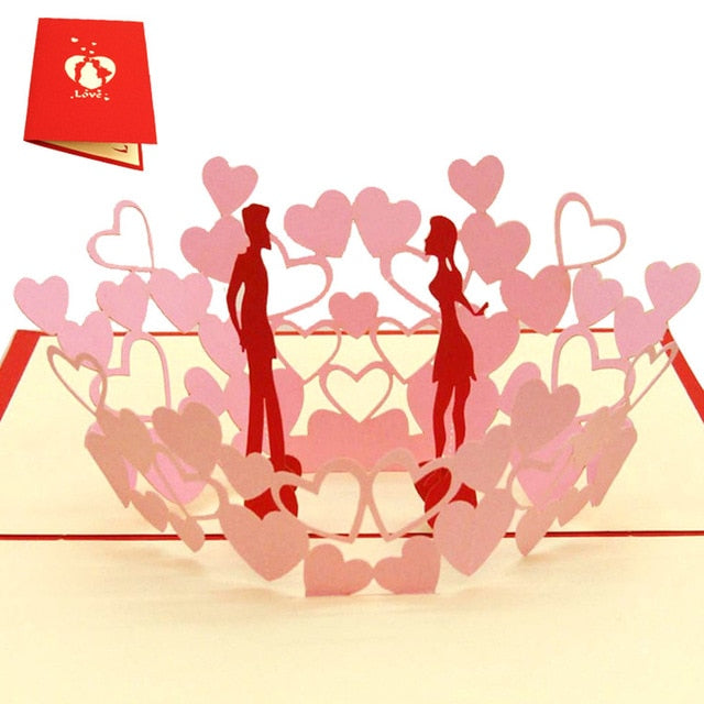 3D Pop UP Cards Valentines Day Gift Postcard Love Card