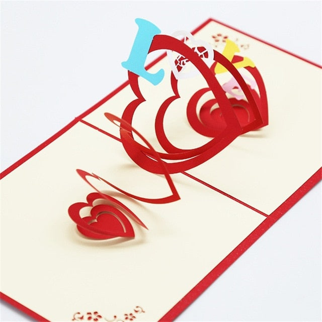 3D Pop UP Cards Valentines Day Gift Postcard Love Card