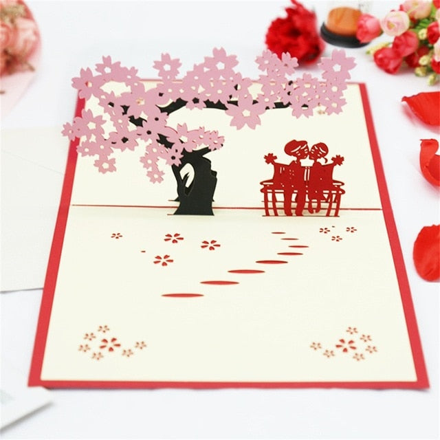 3D Pop UP Cards Valentines Day Gift Postcard Love Card